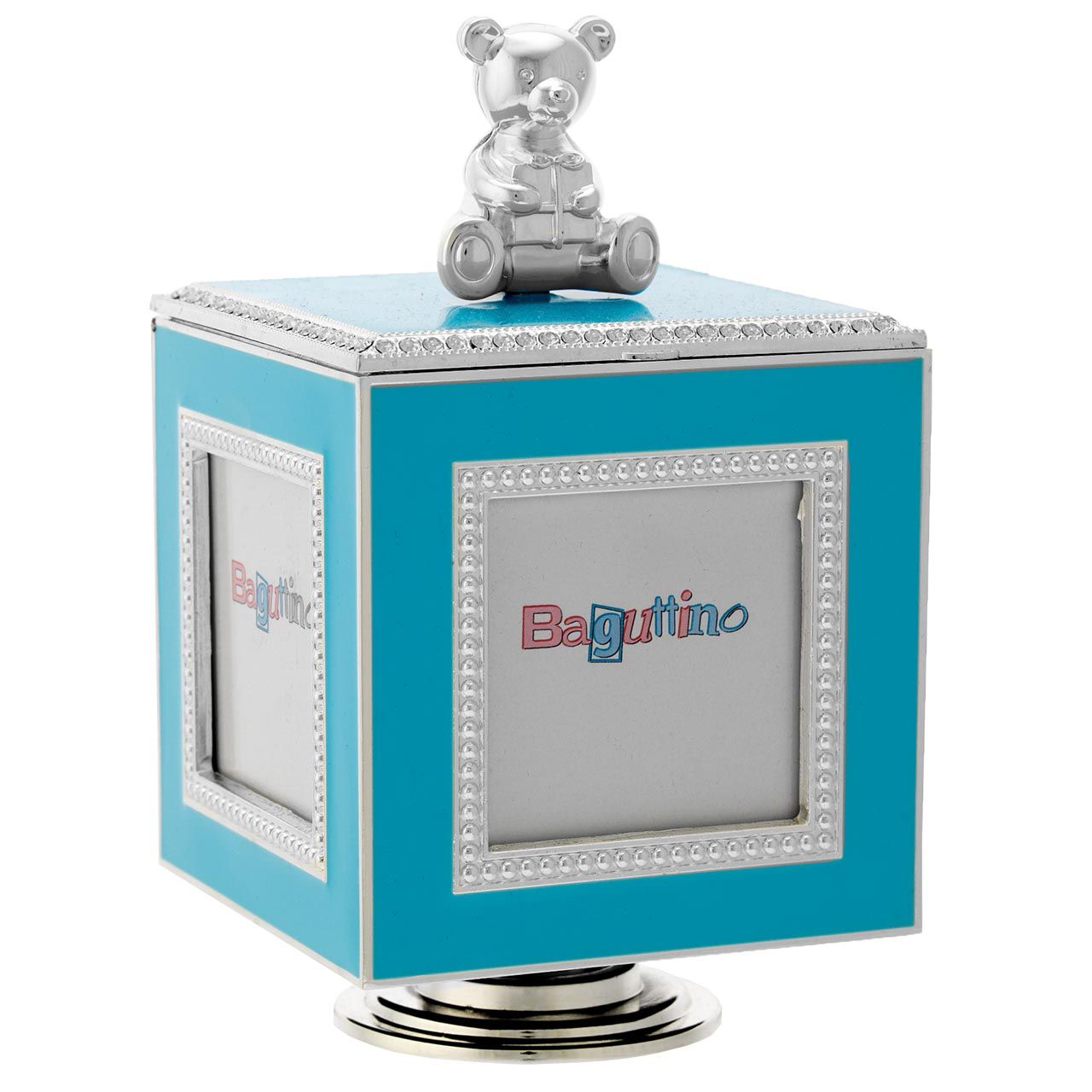 COFANETTO CUBO CON CARILLON 10x10x15 AZZURRO